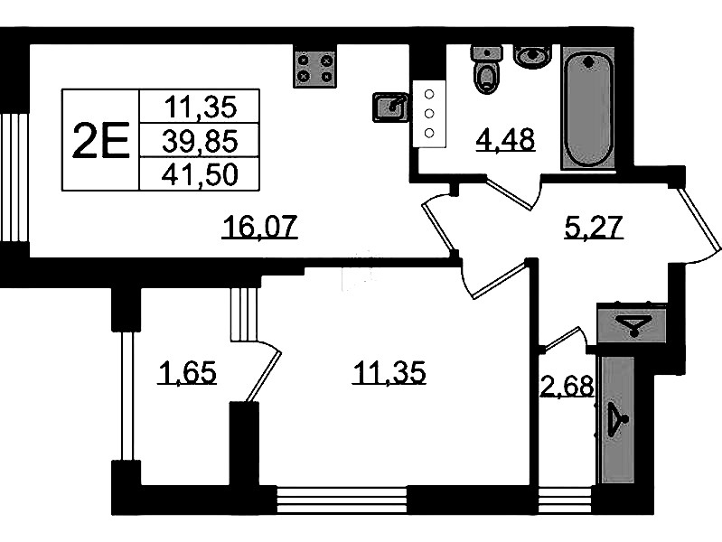 1-комнатная квартира 41.5 м², 9/11 эт., ЖК «VEREN NORT Сертолово»